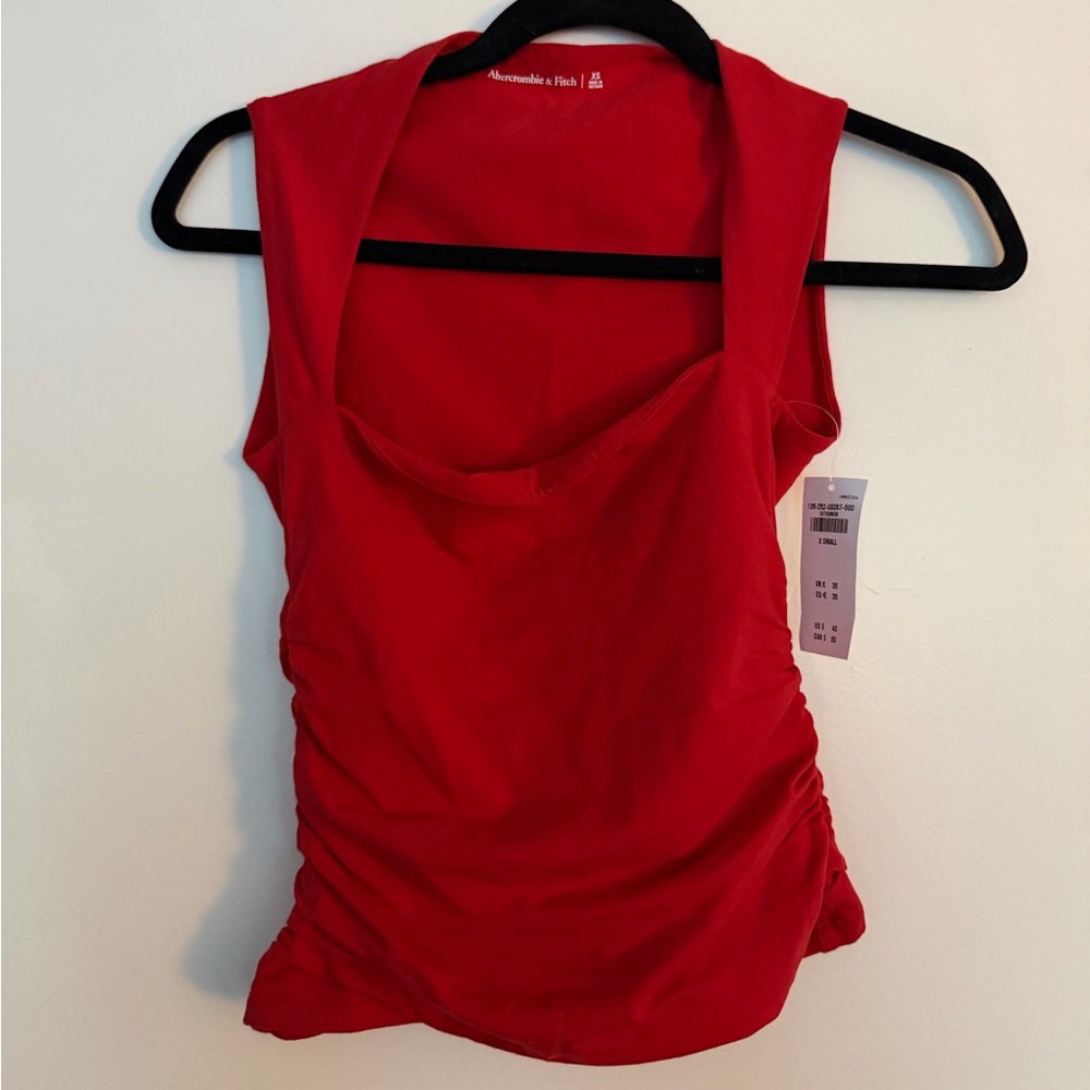 Abercrombie & Fitch Bright Red Ruched Tank Top